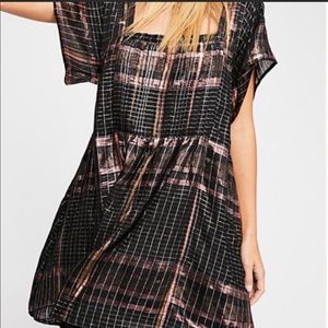 Free People Barcelona Plaid Mini Dress Black
